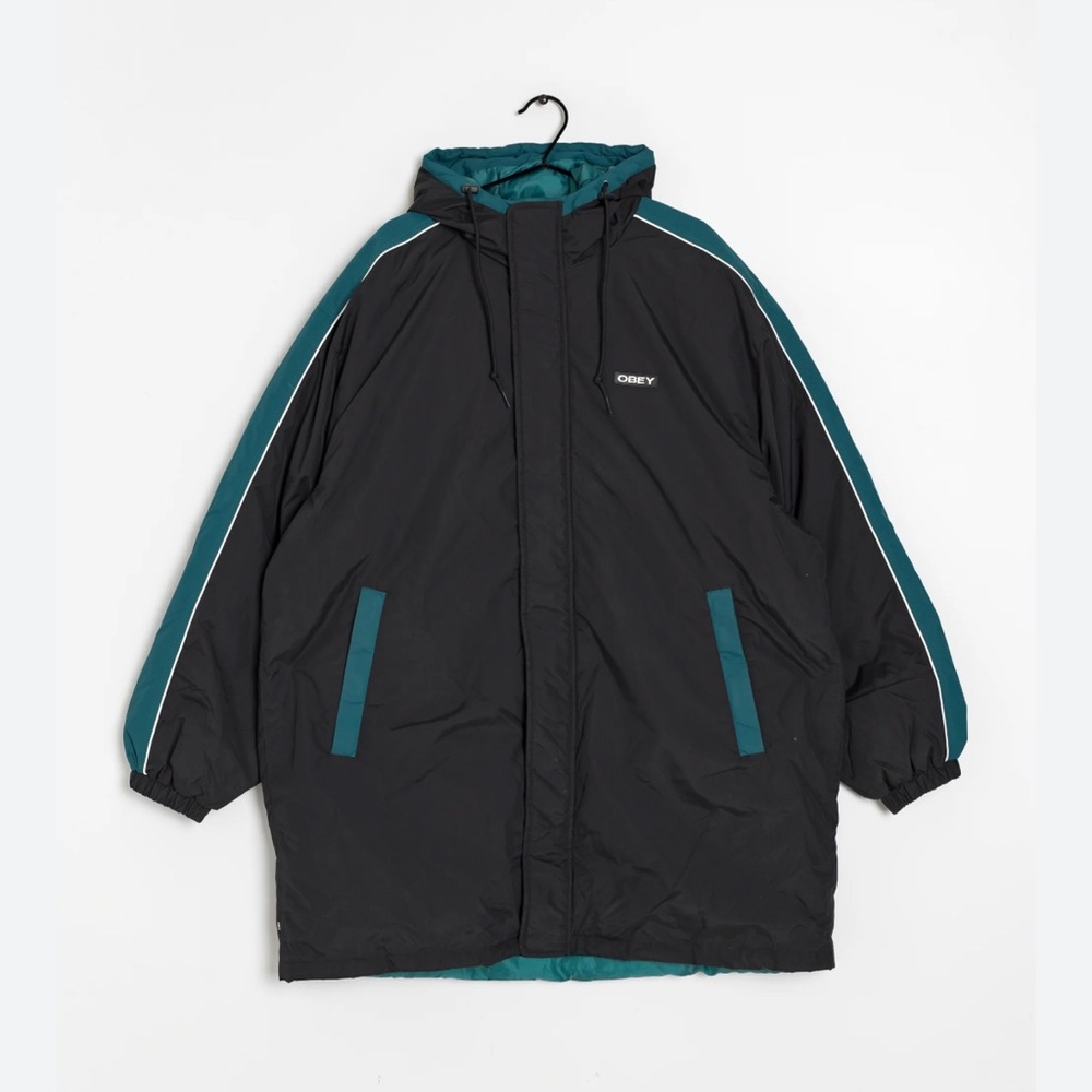 Obey Black and Teal Puffer Coat - size M